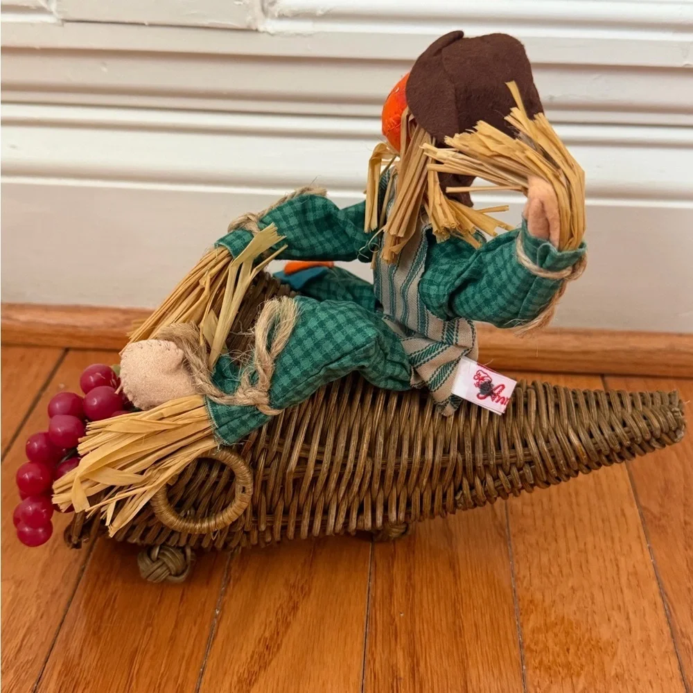 Annalee Scarecrow Basket fall Harvest Decor cornucopia 1997 Thanksgiving - Picture 6 of 12